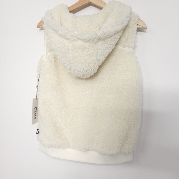 NWT Zyia Active Womens Hoodie Sherpa Vest Ivory pockets Size XS - Picture 4 of 10
